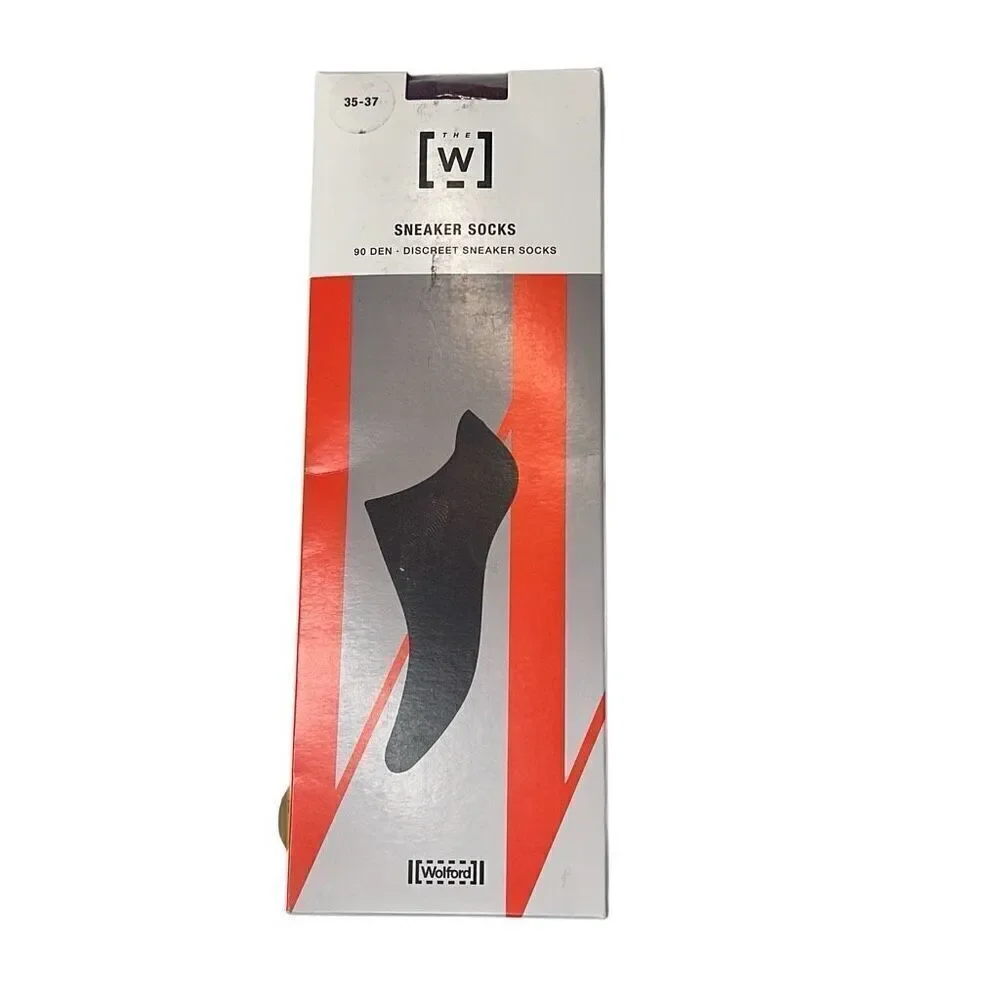 NWT Wolford Sneaker Socks Mineral Red Size 35-37 | 90 DEN No-Show Cotton Blend